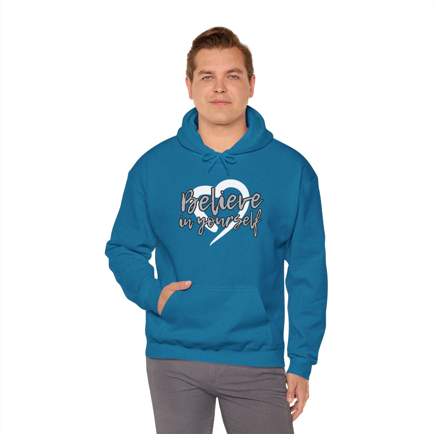 Believe In Yourself -- Gray (Adult Unisex Hooded Sweatshirt)