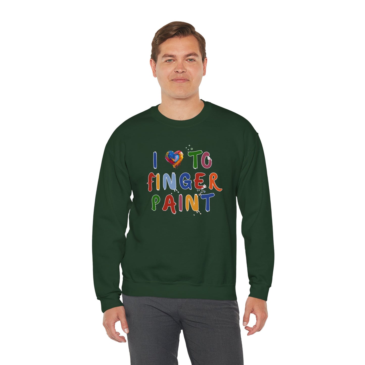 Matching Couple's Set -- I Love to Fingerpaint (Adult Unisex Crewneck Sweatshirt)