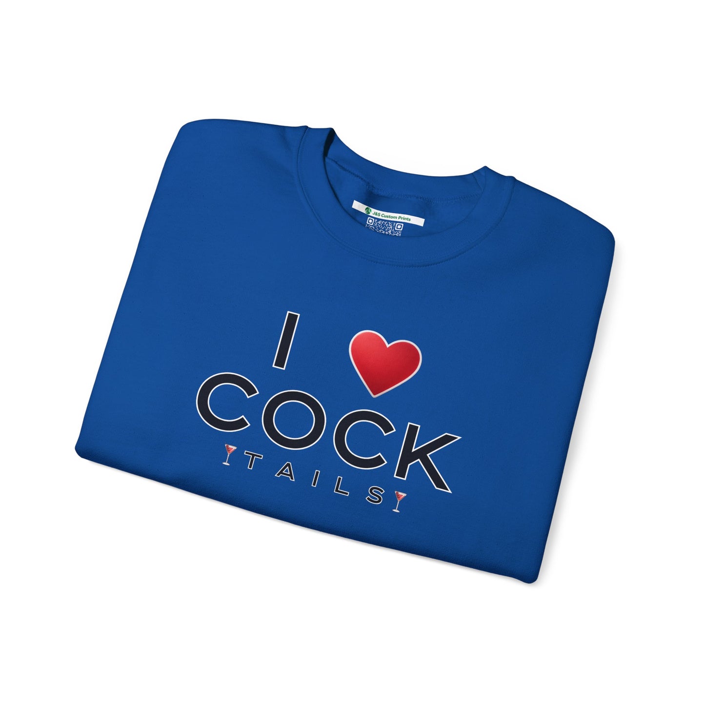 I Love Cocktails -- Simple Font (Adult Unisex Crewneck Sweatshirt)