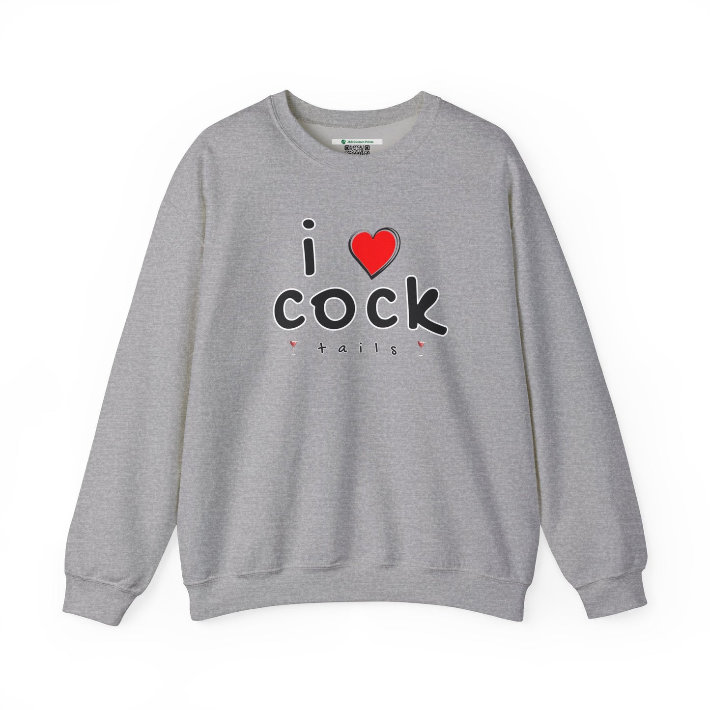 I Love Cocktails -- Playful Font (Adult Unisex Crewneck Sweatshirt)