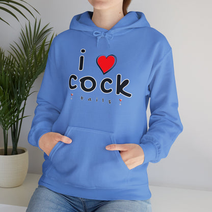 I Love Cocktails -- Playful Font (Adult Unisex Hooded Sweatshirt)