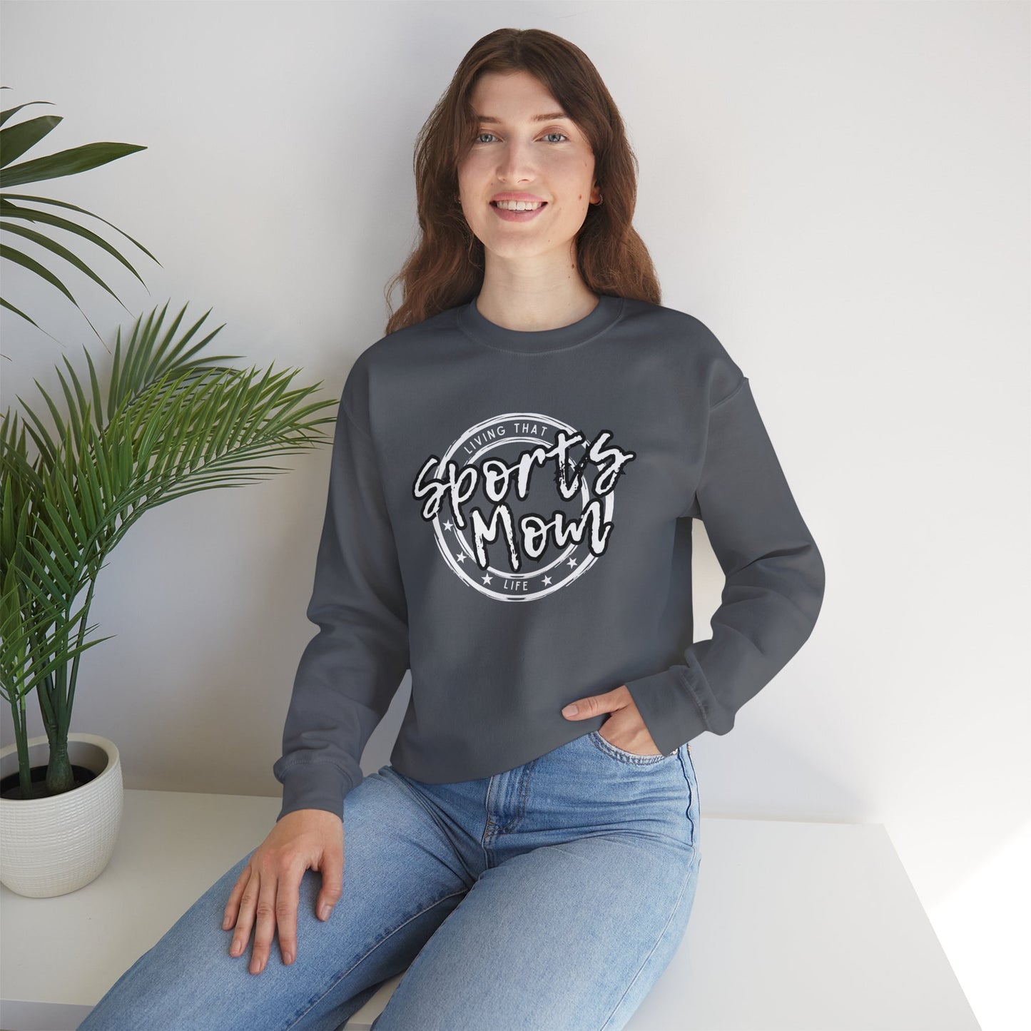 Sports Mom -- Black Font (Adult Unisex Crewneck Sweatshirt)