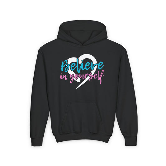 Believe In Yourself -- Blue/Pink (Youth Unisex Hooded Sweatshirt)