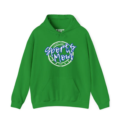 Sports Mom -- Blue Font (Adult Unisex Hooded Sweatshirt)