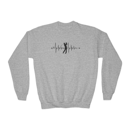 Golf Heartbeat (Youth Unisex Crewneck Sweatshirt)