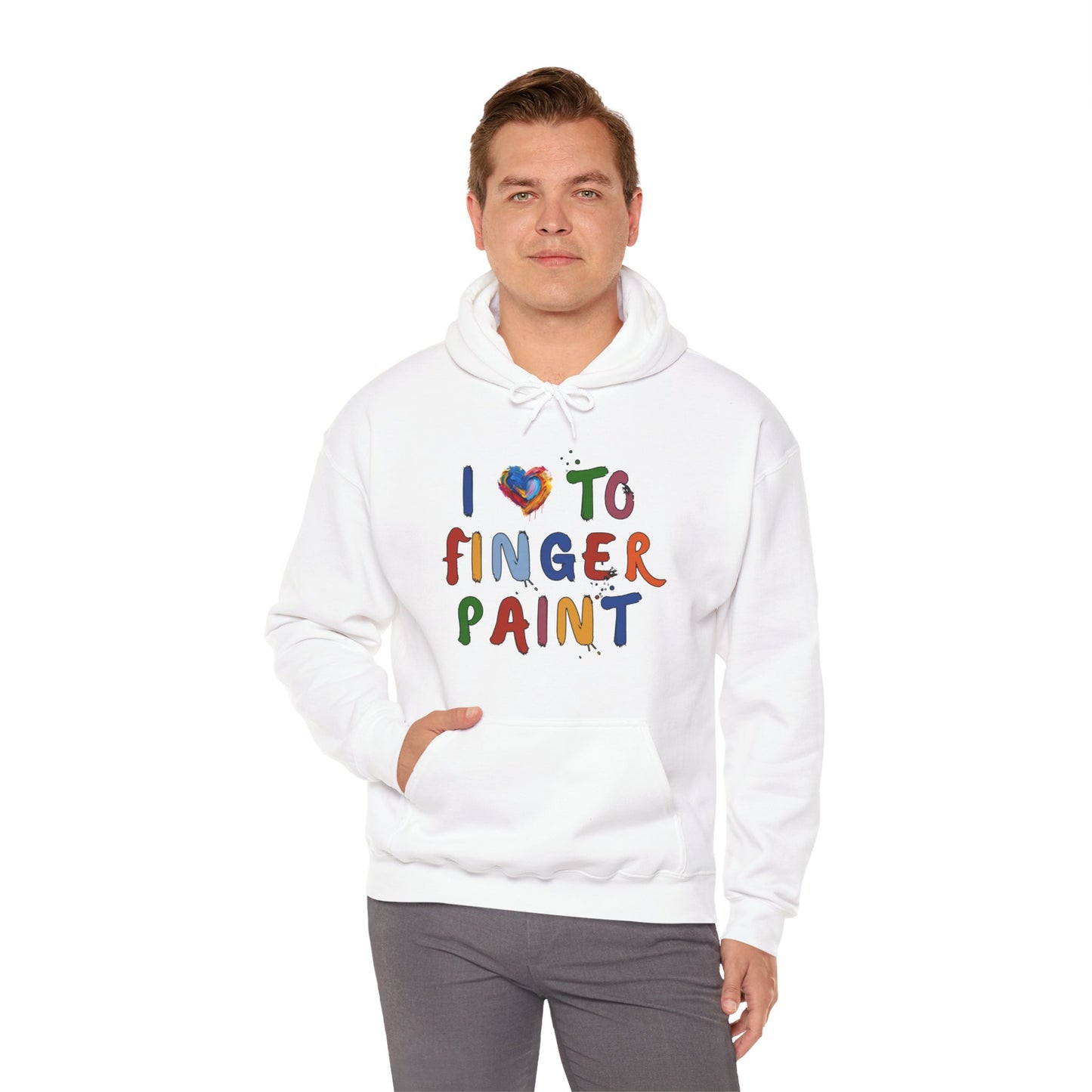 Matching Couple's Set -- I Love to Fingerpaint (Adult Unisex Hooded Sweatshirt)