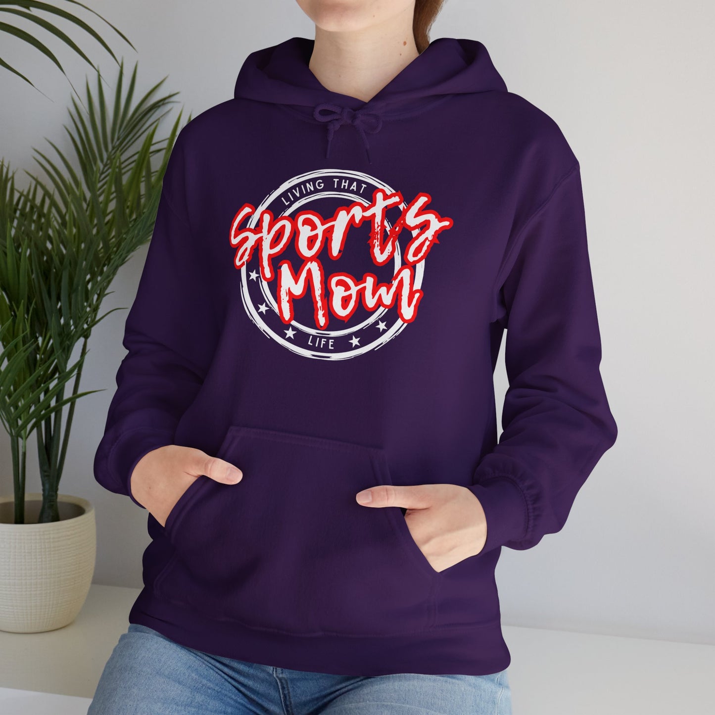 Sports Mom -- Red Font (Adult Unisex Hooded Sweatshirt)