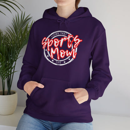 Sports Mom -- Red Font (Adult Unisex Hooded Sweatshirt)