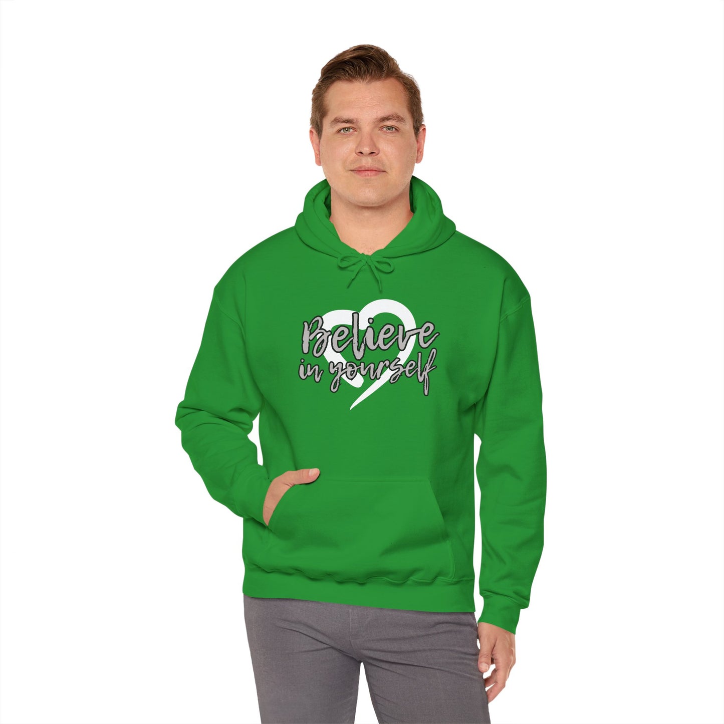 Believe In Yourself -- Gray (Adult Unisex Hooded Sweatshirt)