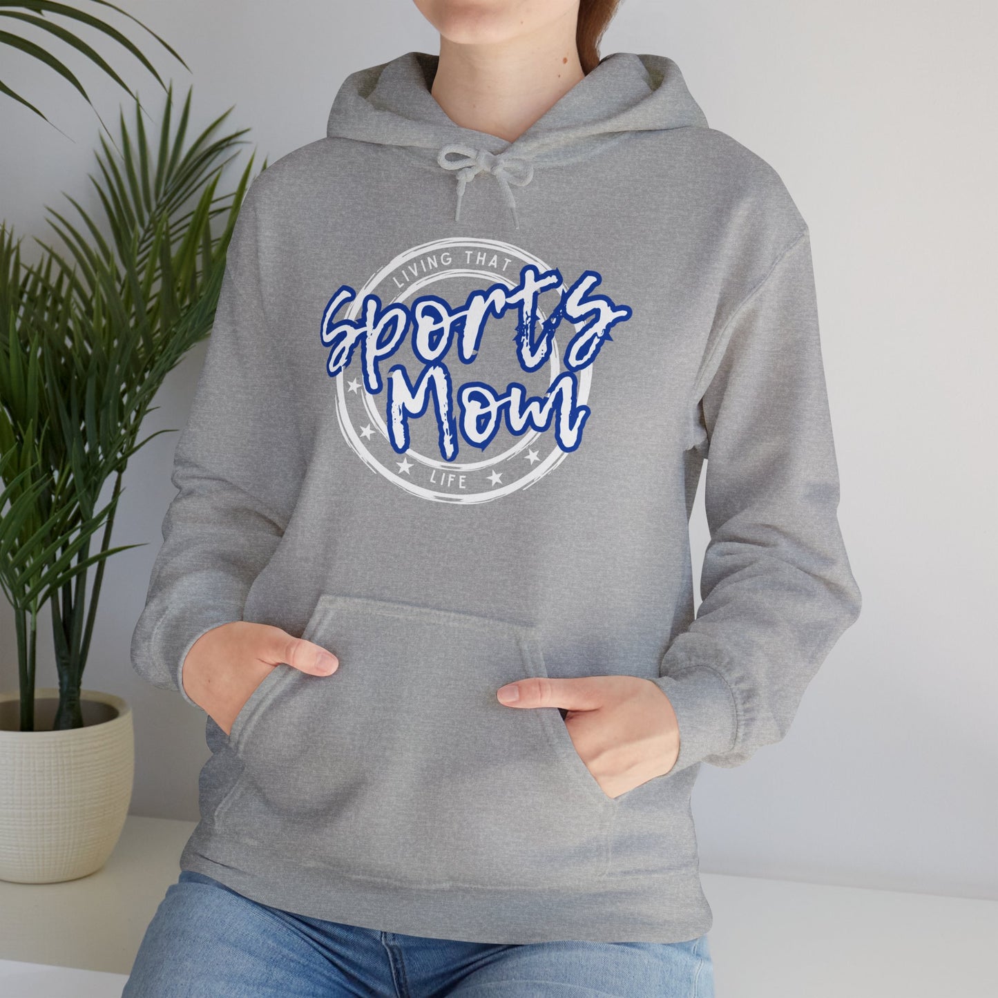 Sports Mom -- Blue Font (Adult Unisex Hooded Sweatshirt)