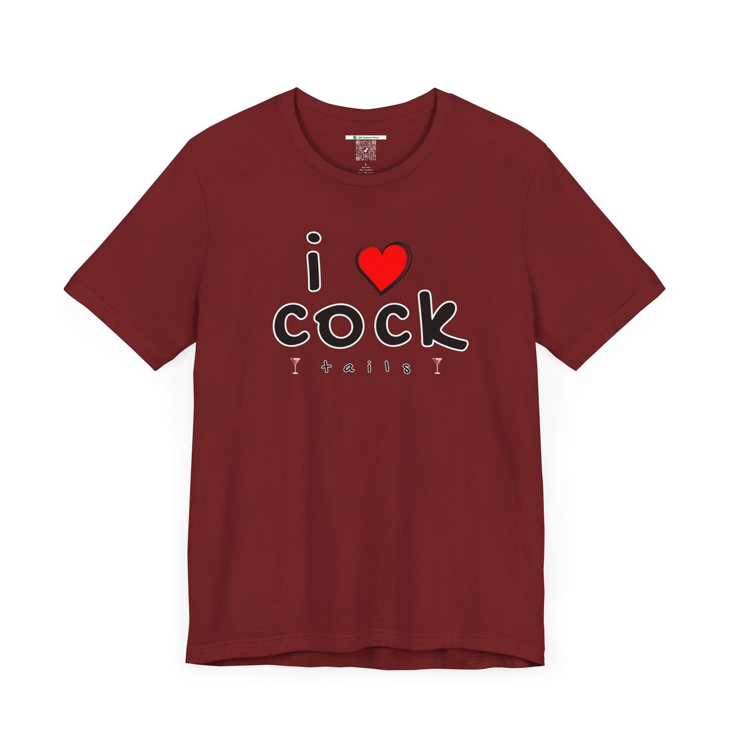 I Love Cocktails -- Playful Font (Adult Unisex Tee)