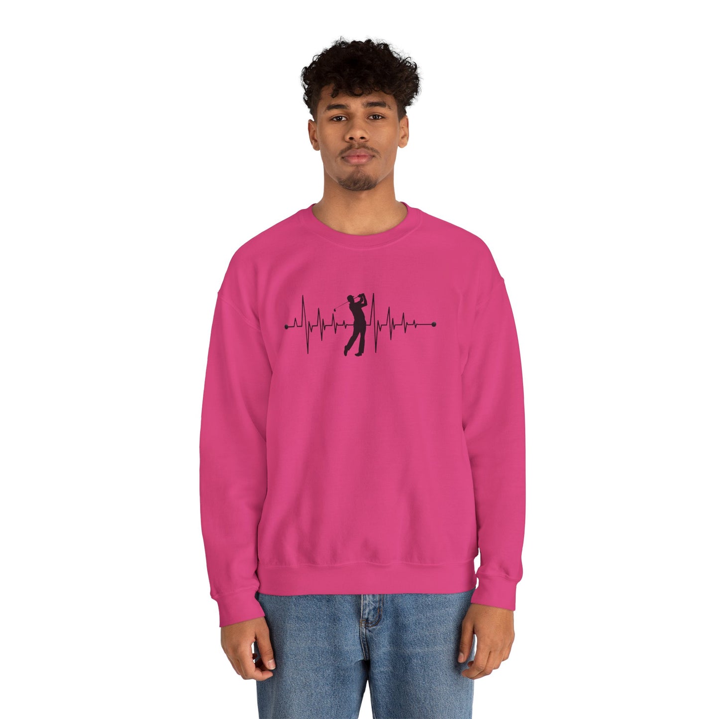 Golf Heartbeat (Adult Unisex Crewneck Sweatshirt)