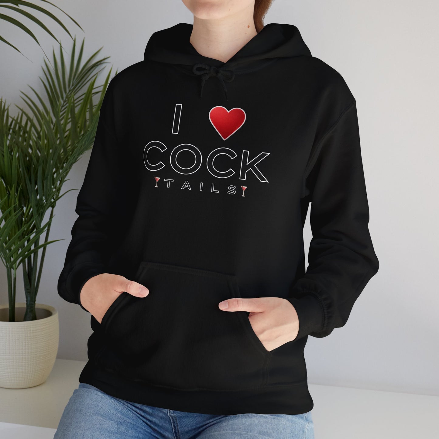I Love Cocktails -- Simple Font (Adult Unisex Hooded Sweatshirt)