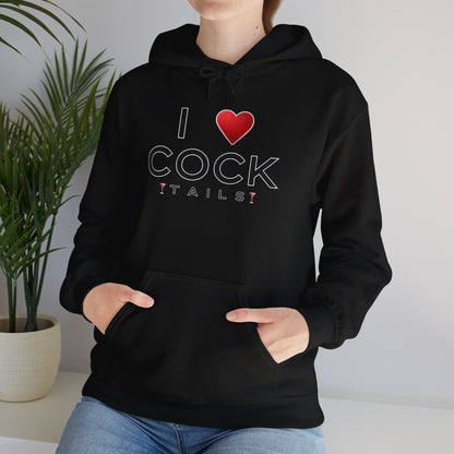 I Love Cocktails -- Simple Font (Adult Unisex Hooded Sweatshirt)
