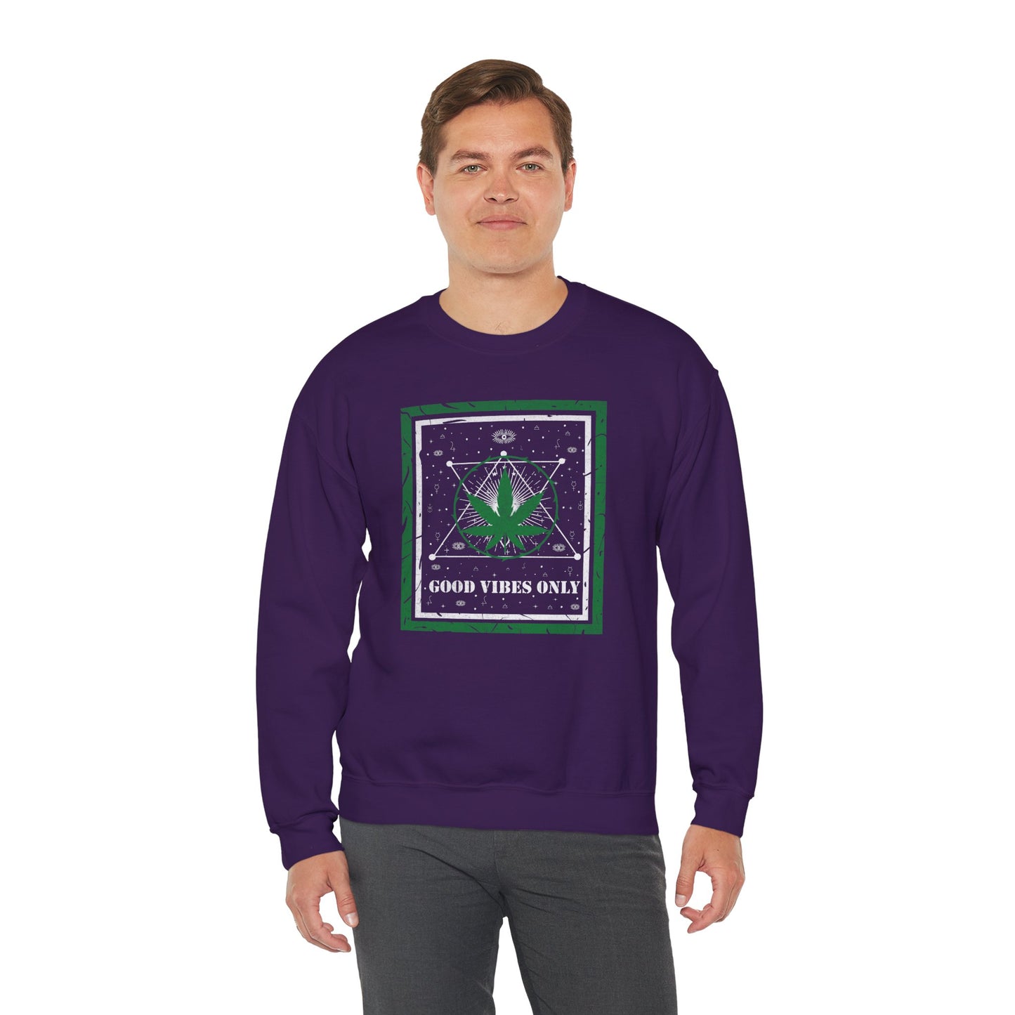 Cannabis -- Good Vibes Only (Adult Unisex Crewneck Sweatshirt)