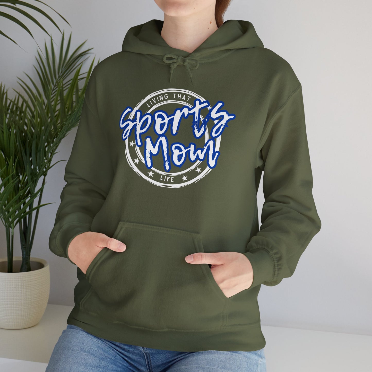 Sports Mom -- Blue Font (Adult Unisex Hooded Sweatshirt)