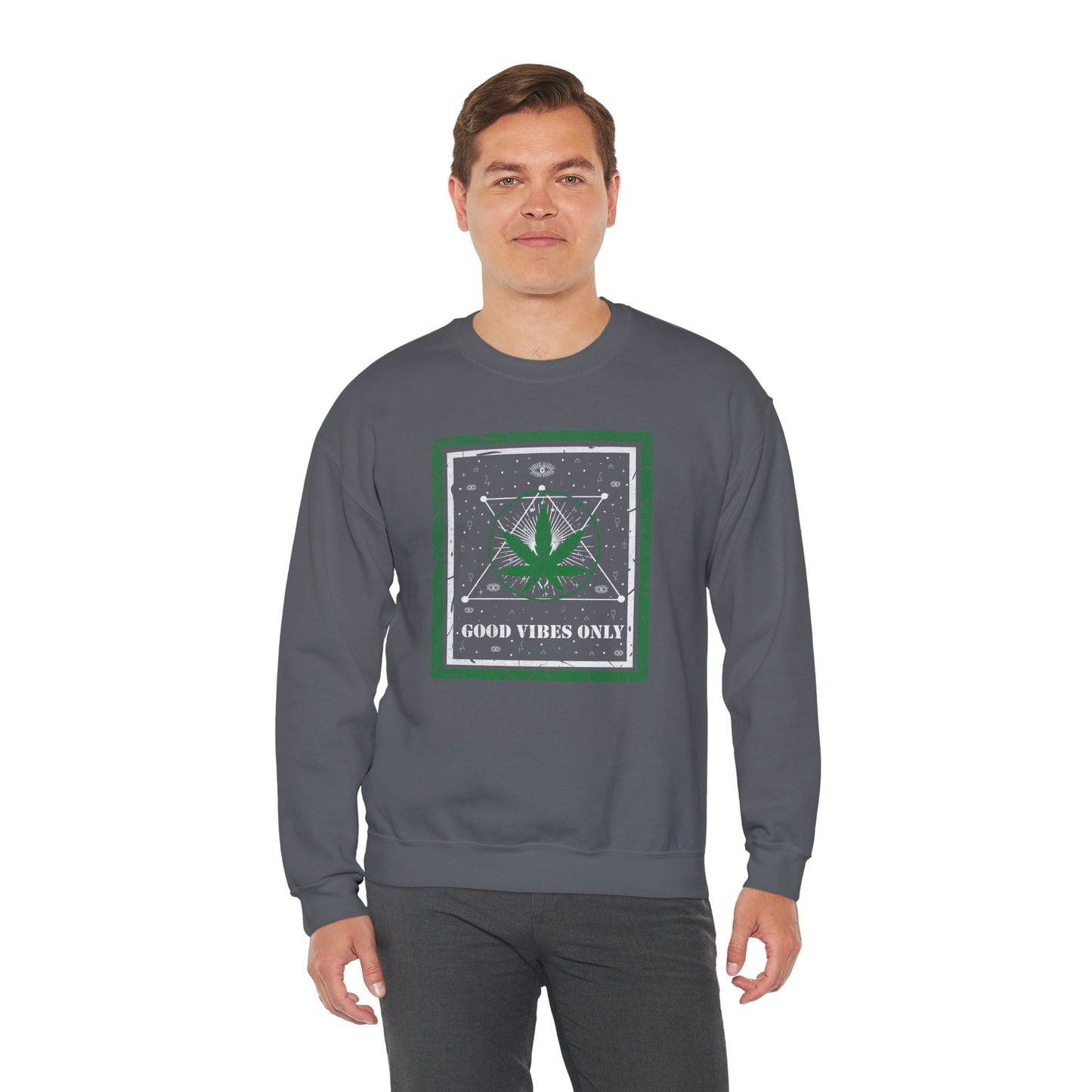 Cannabis -- Good Vibes Only (Adult Unisex Crewneck Sweatshirt)