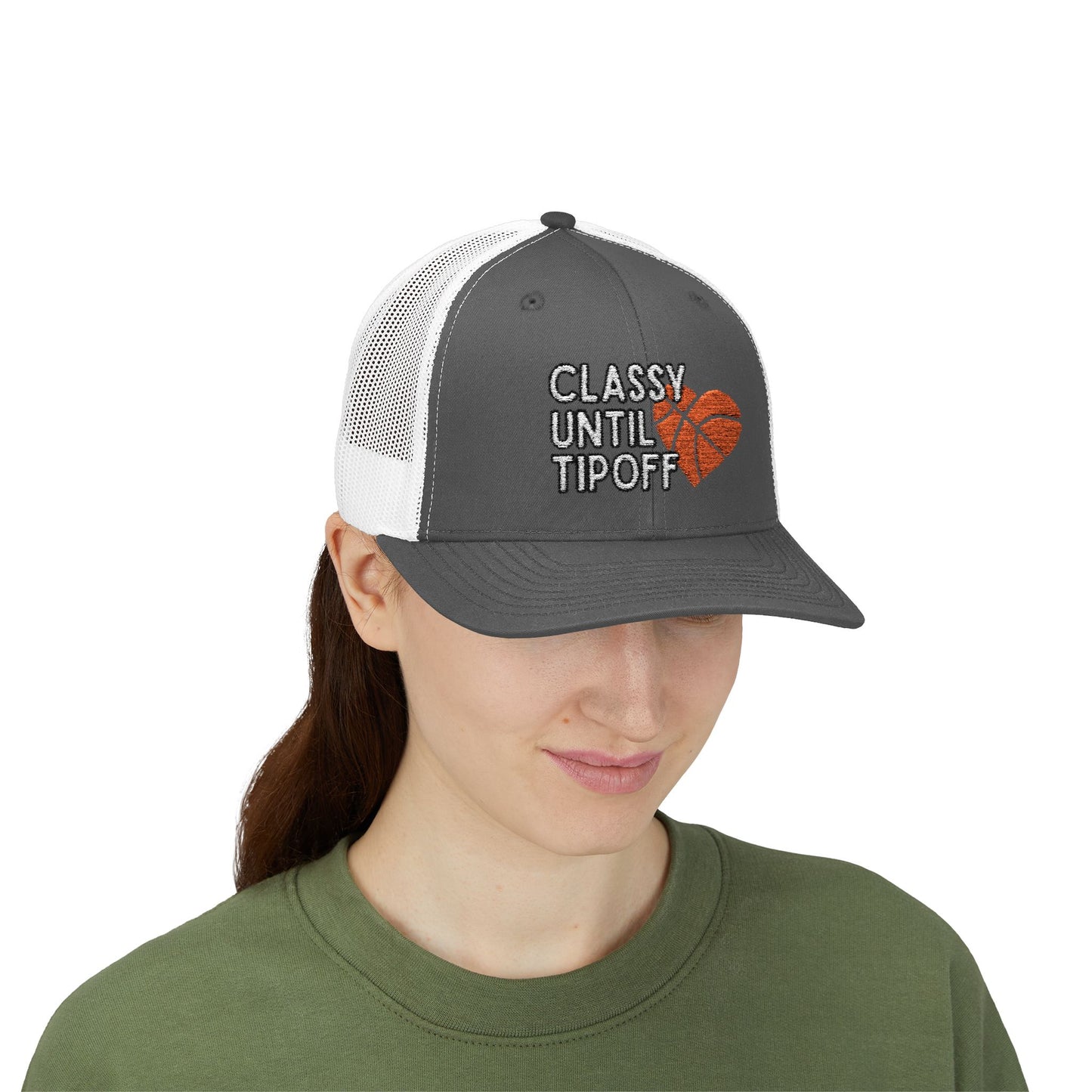 Classy Until Tipoff (Embroidered Snapback Trucker Hat)