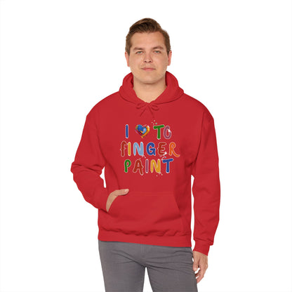 Matching Couple's Set -- I Love to Fingerpaint (Adult Unisex Hooded Sweatshirt)