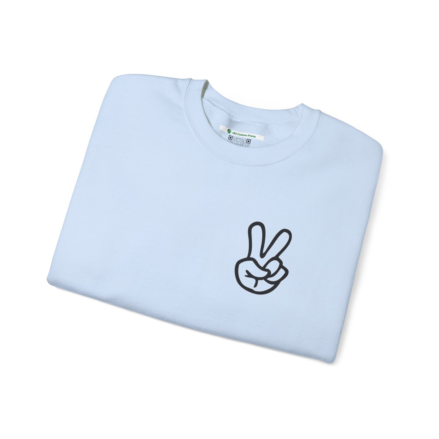Peace Sign [Sleeve Message] (Adult Unisex Crewneck Sweatshirt)