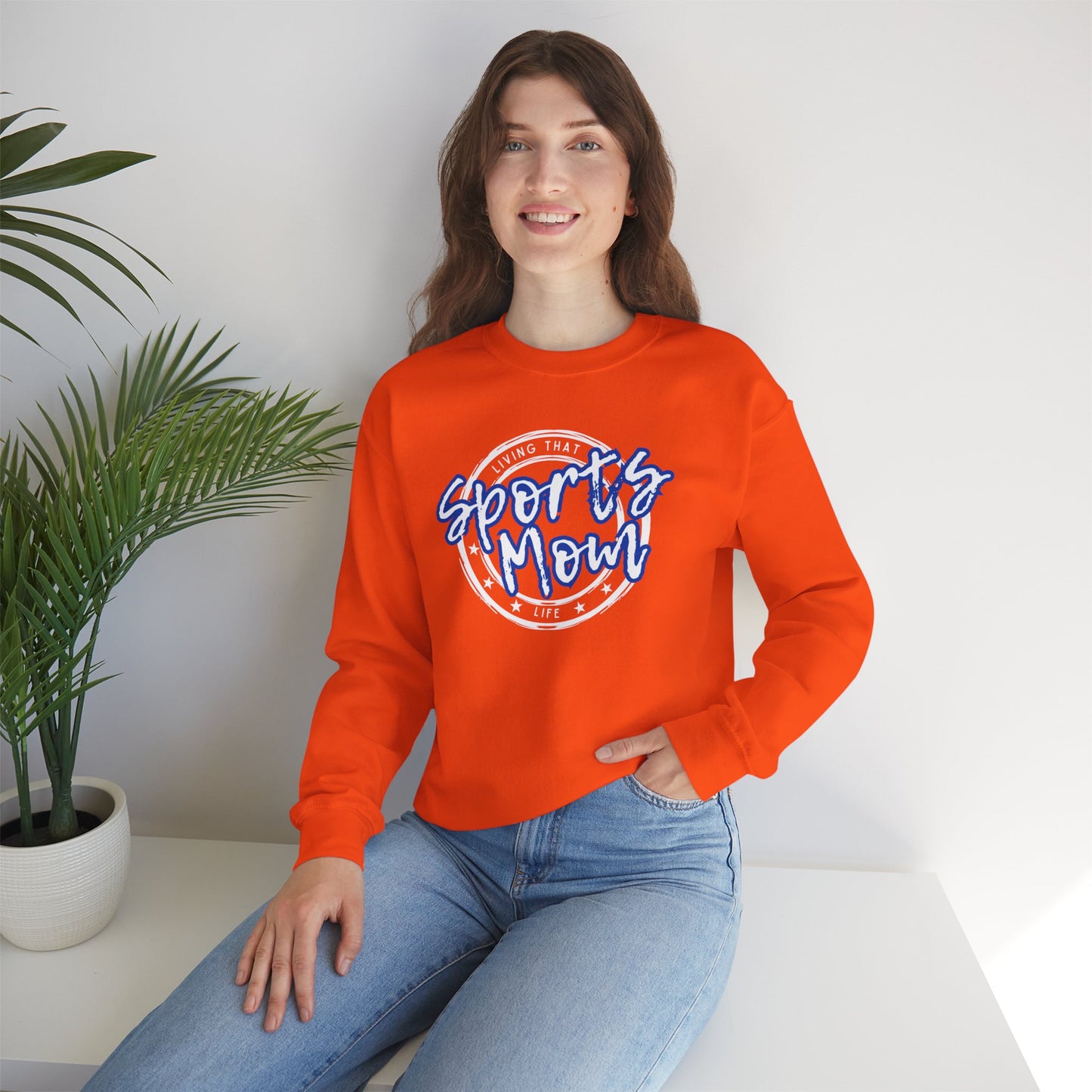 Sports Mom -- Blue Font (Adult Unisex Crewneck Sweatshirt)