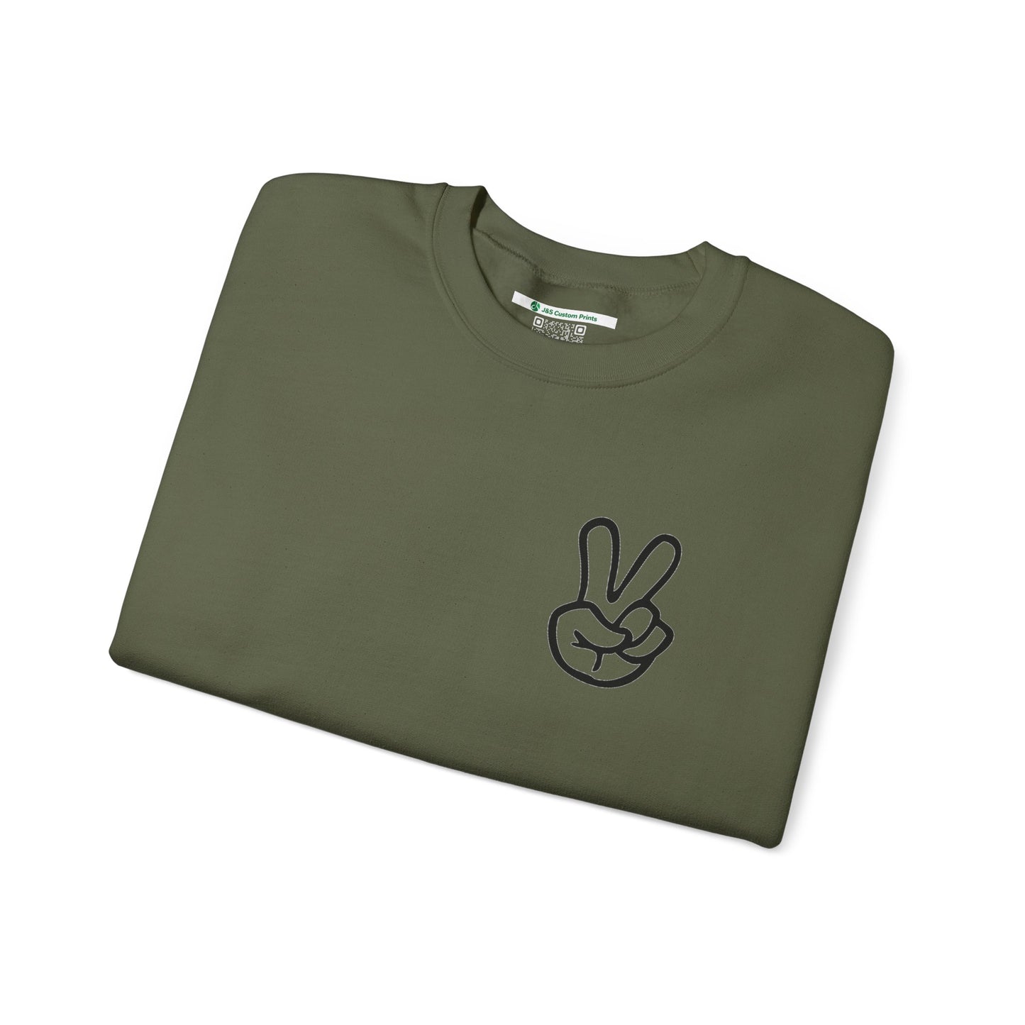 Peace Sign [Sleeve Message] (Adult Unisex Crewneck Sweatshirt)