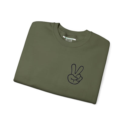 Peace Sign [Sleeve Message] (Adult Unisex Crewneck Sweatshirt)