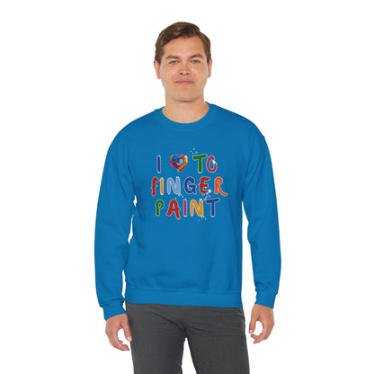 Matching Couple's Set -- I Love to Fingerpaint (Adult Unisex Crewneck Sweatshirt)
