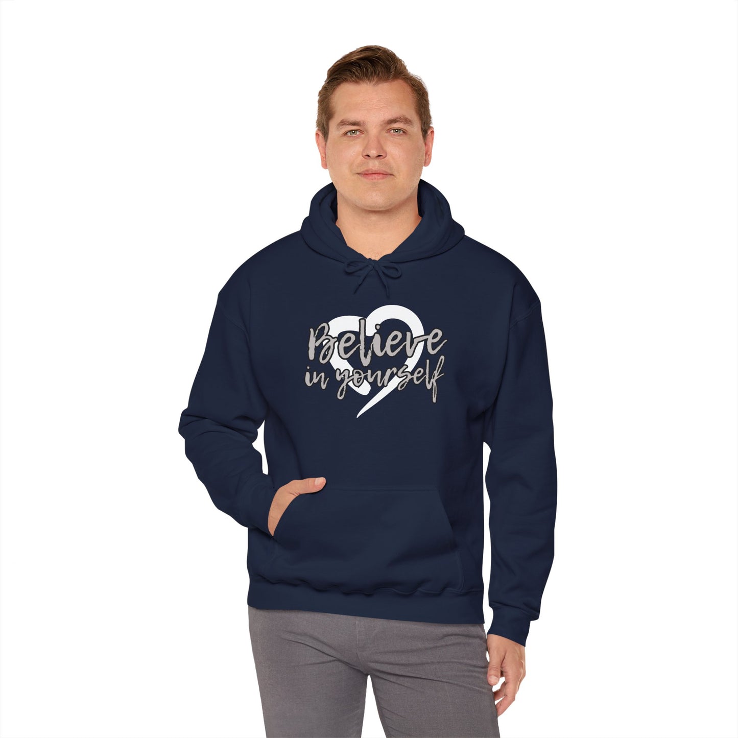 Believe In Yourself -- Gray (Adult Unisex Hooded Sweatshirt)