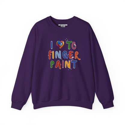 Matching Couple's Set -- I Love to Fingerpaint (Adult Unisex Crewneck Sweatshirt)