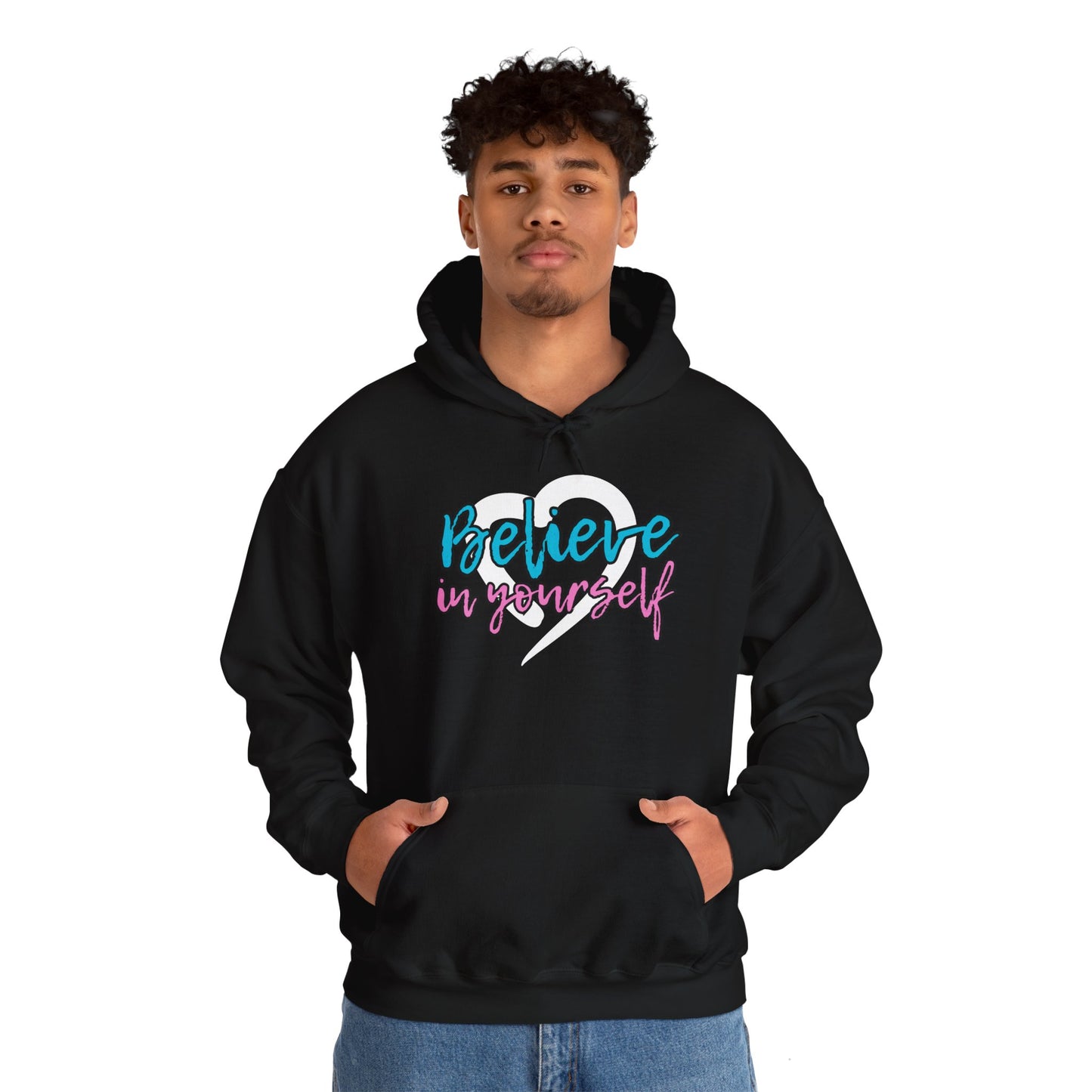 Believe In Yourself -- Blue/Pink (Adult Unisex Hooded Sweatshirt)