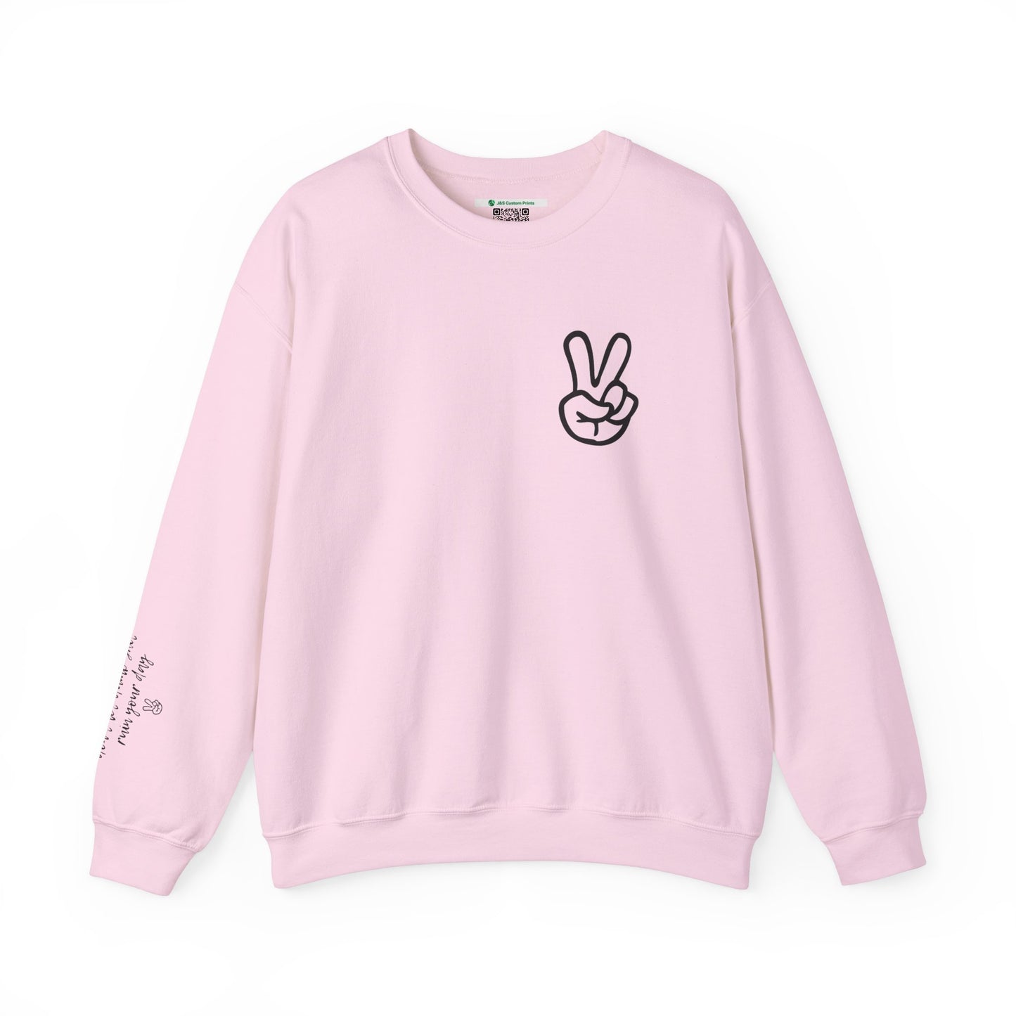Peace Sign [Sleeve Message] (Adult Unisex Crewneck Sweatshirt)
