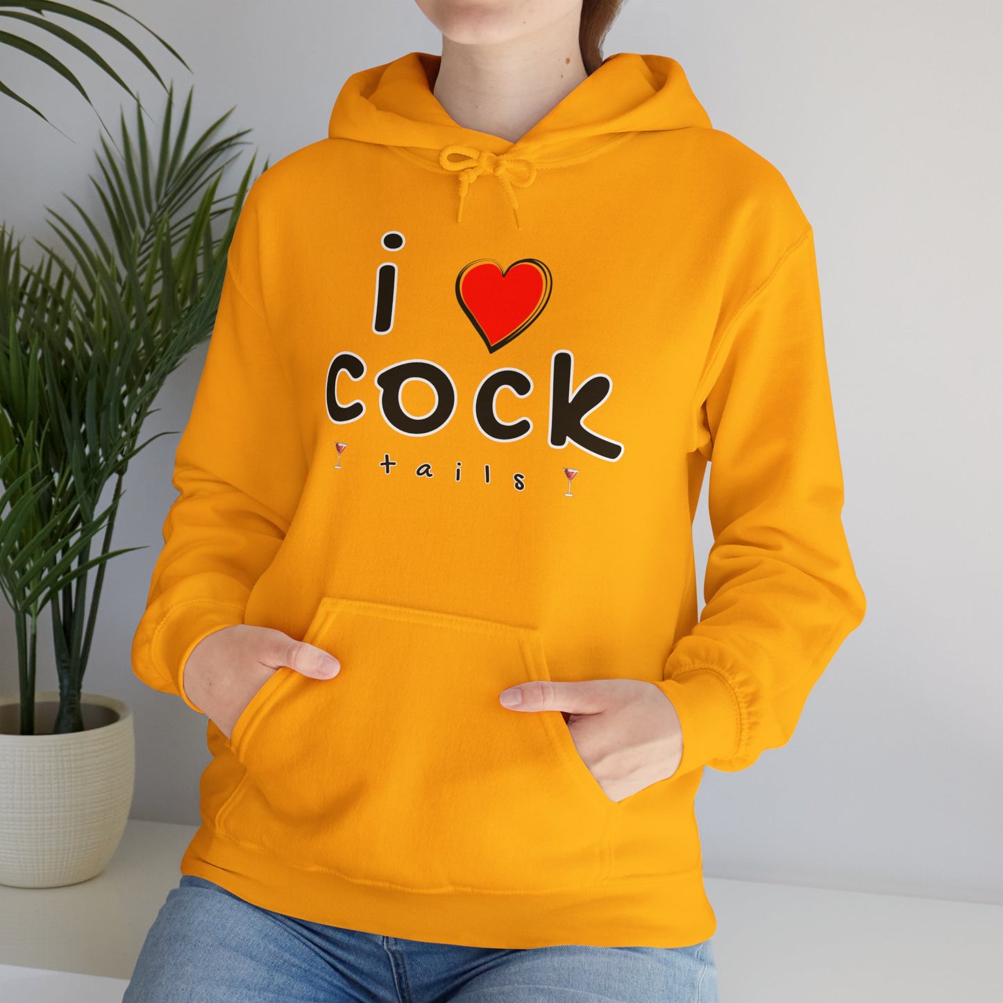 I Love Cocktails -- Playful Font (Adult Unisex Hooded Sweatshirt)