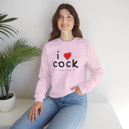 I Love Cocktails -- Playful Font (Adult Unisex Crewneck Sweatshirt)