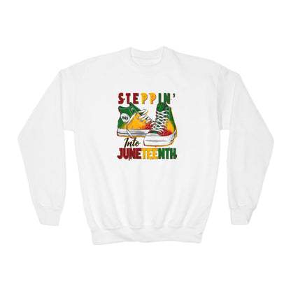 Steppin' Into Juneteenth (Youth Unisex Crewneck Sweatshirt)