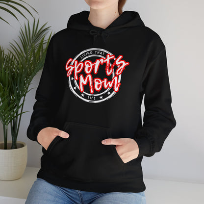 Sports Mom -- Red Font (Adult Unisex Hooded Sweatshirt)