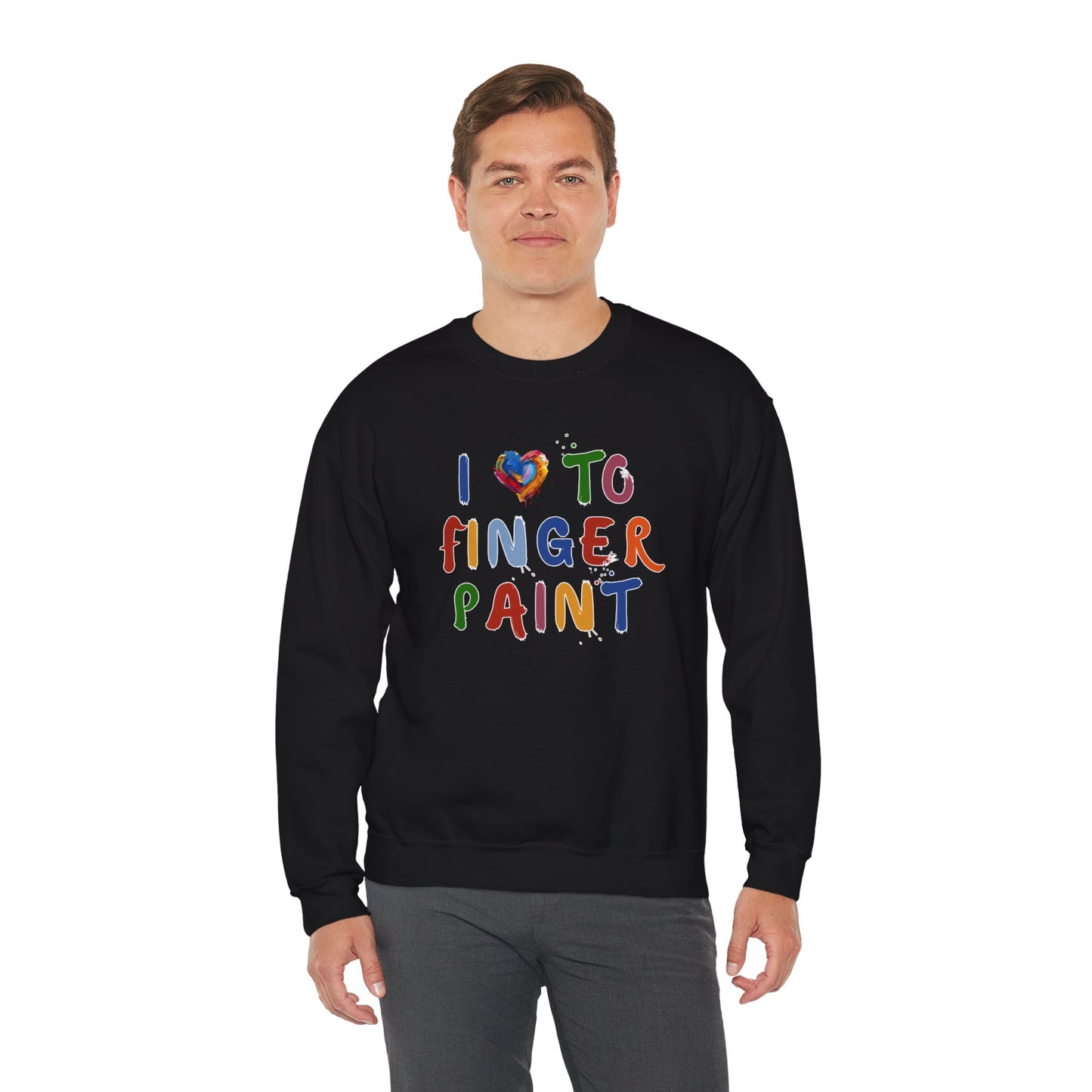 Matching Couple's Set -- I Love to Fingerpaint (Adult Unisex Crewneck Sweatshirt)