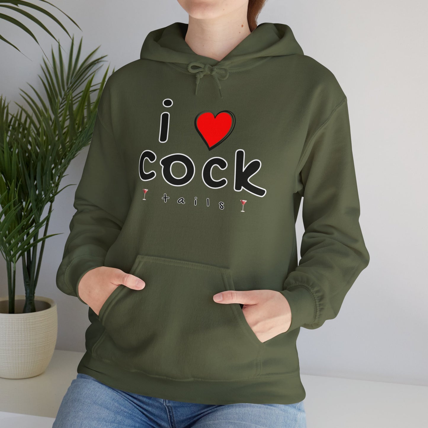 I Love Cocktails -- Playful Font (Adult Unisex Hooded Sweatshirt)