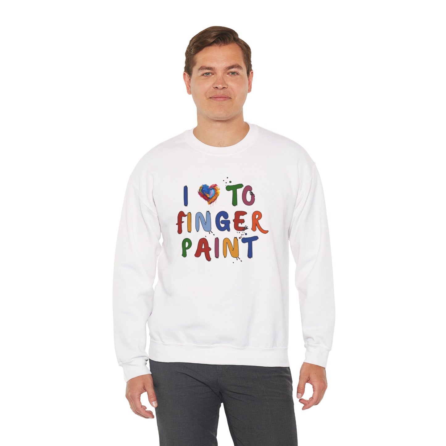 Matching Couple's Set -- I Love to Fingerpaint (Adult Unisex Crewneck Sweatshirt)