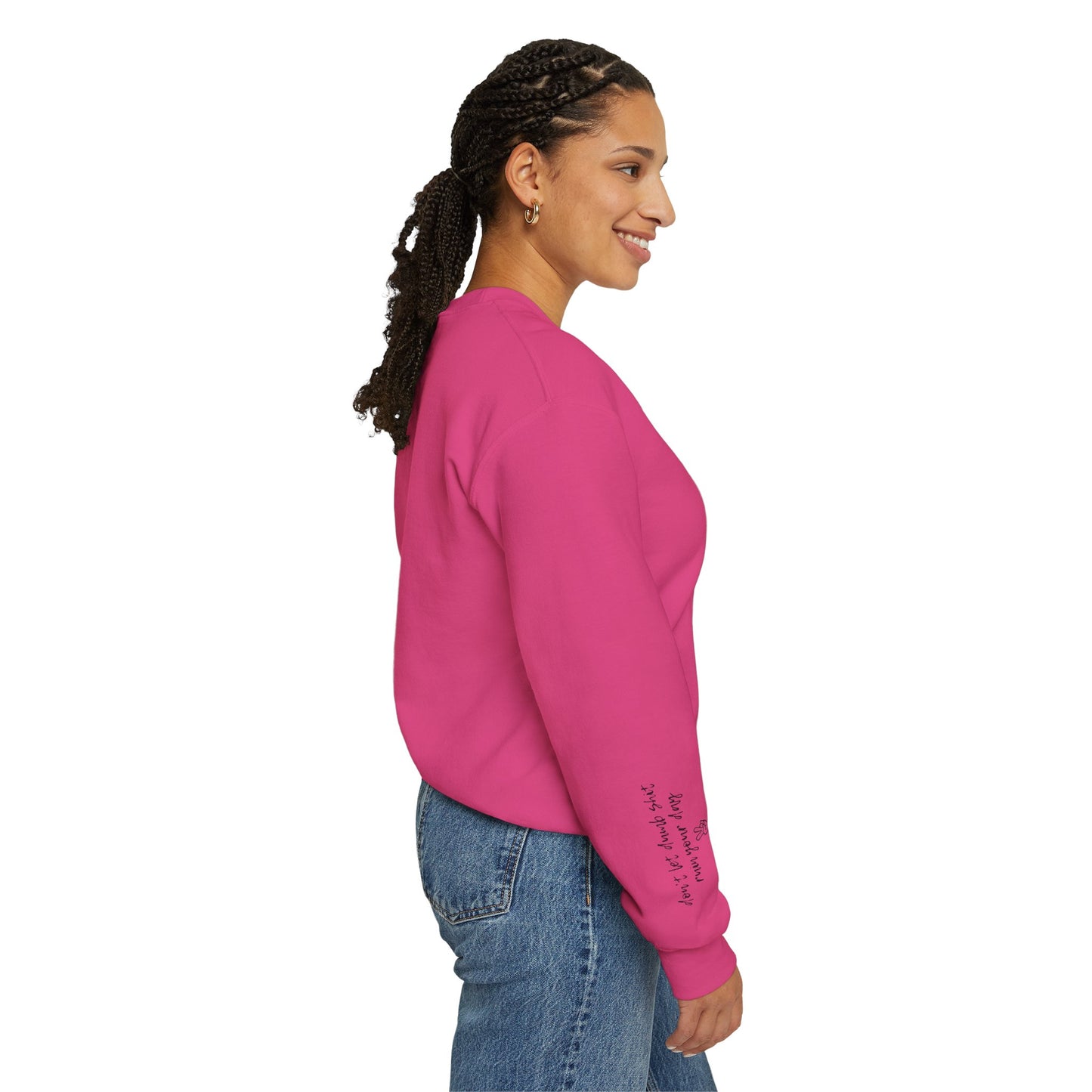 Peace Sign [Sleeve Message] (Adult Unisex Crewneck Sweatshirt)