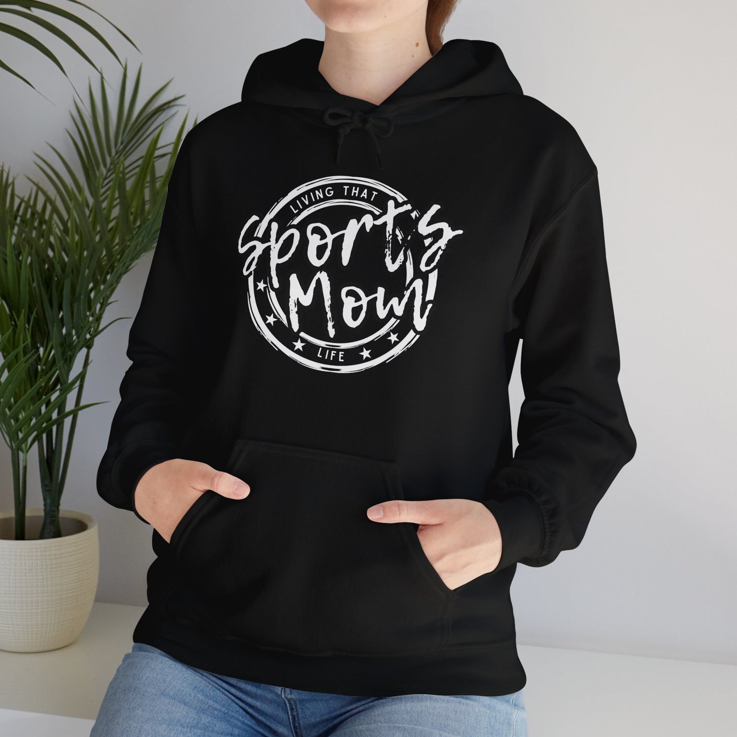 Sports Mom -- Black Font (Adult Unisex Hooded Sweatshirt)
