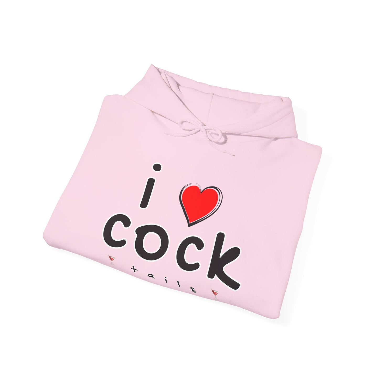 I Love Cocktails -- Playful Font (Adult Unisex Hooded Sweatshirt)