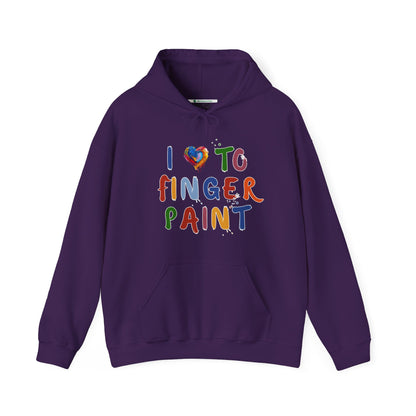 Matching Couple's Set -- I Love to Fingerpaint (Adult Unisex Hooded Sweatshirt)