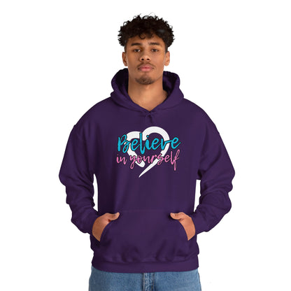 Believe In Yourself -- Blue/Pink (Adult Unisex Hooded Sweatshirt)