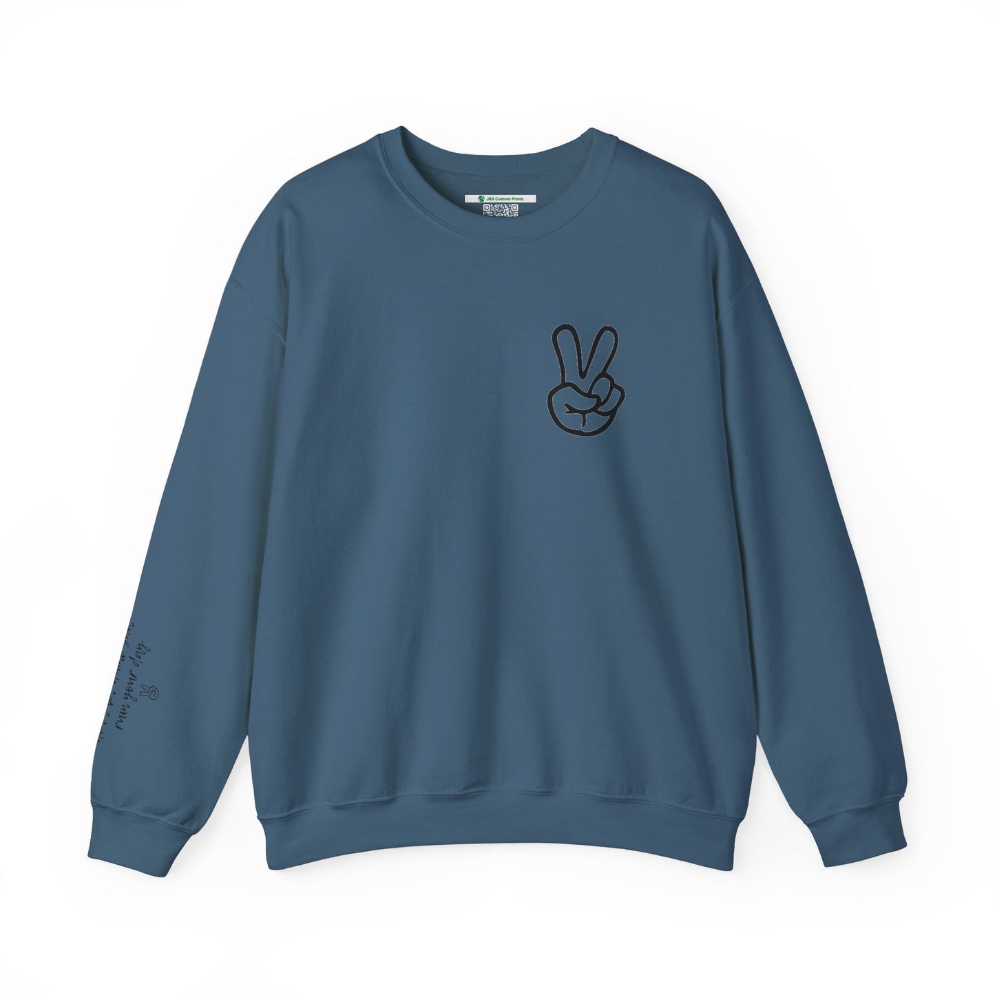 Peace Sign [Sleeve Message] (Adult Unisex Crewneck Sweatshirt)
