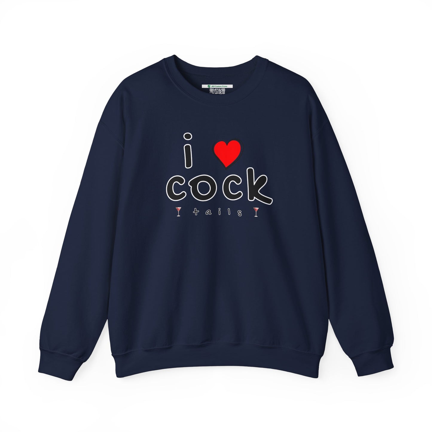 I Love Cocktails -- Playful Font (Adult Unisex Crewneck Sweatshirt)