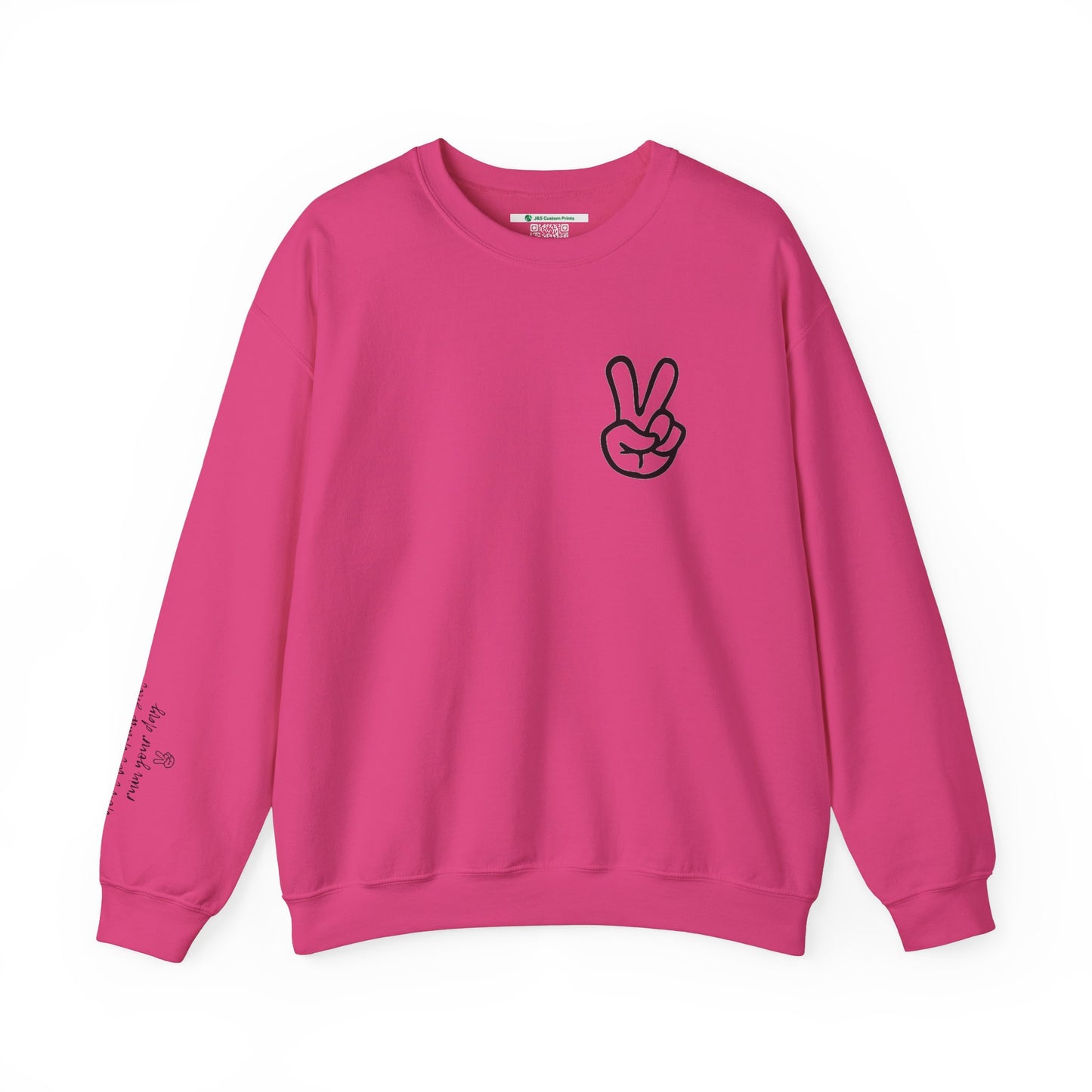 Peace Sign [Sleeve Message] (Adult Unisex Crewneck Sweatshirt)