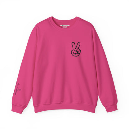 Peace Sign [Sleeve Message] (Adult Unisex Crewneck Sweatshirt)