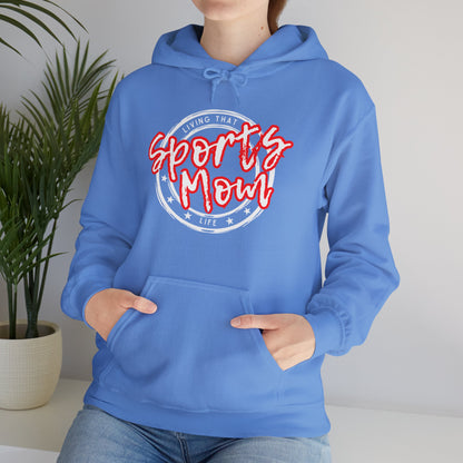 Sports Mom -- Red Font (Adult Unisex Hooded Sweatshirt)