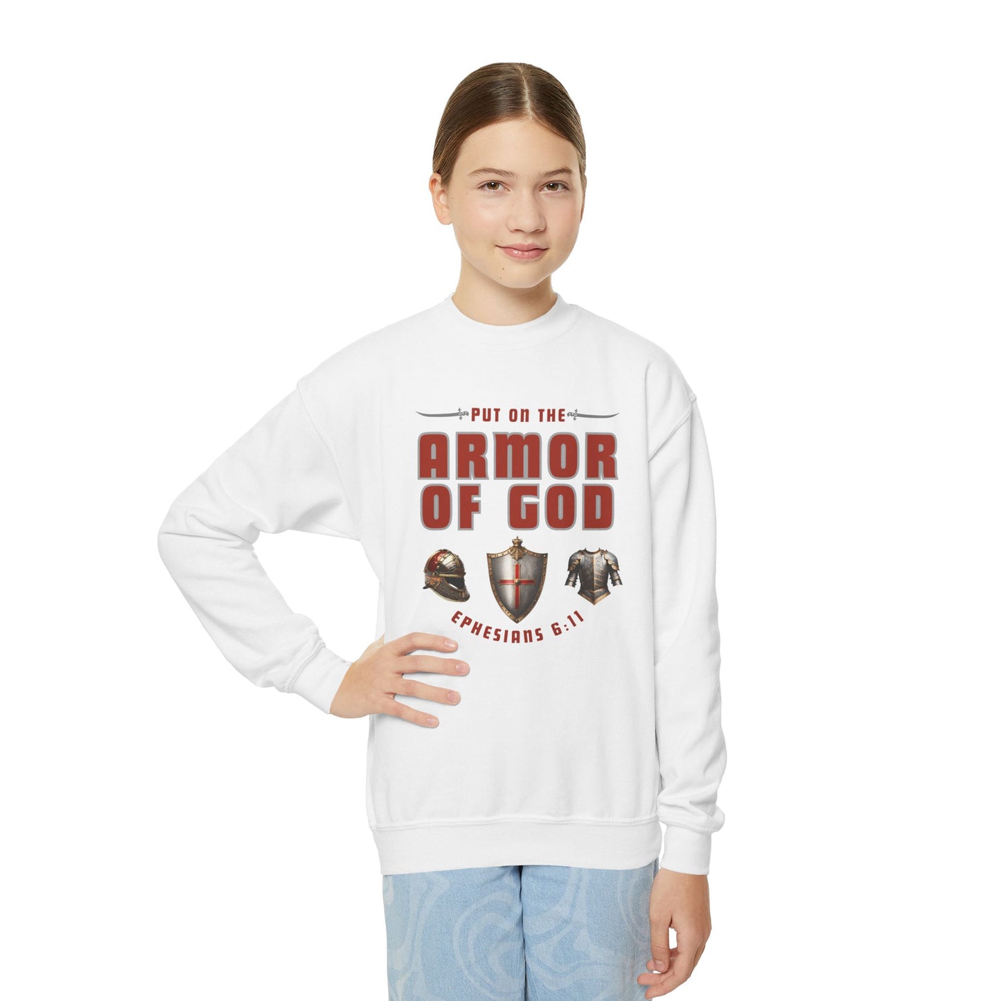Armor Of God (Youth Unisex Crewneck Sweatshirt)
